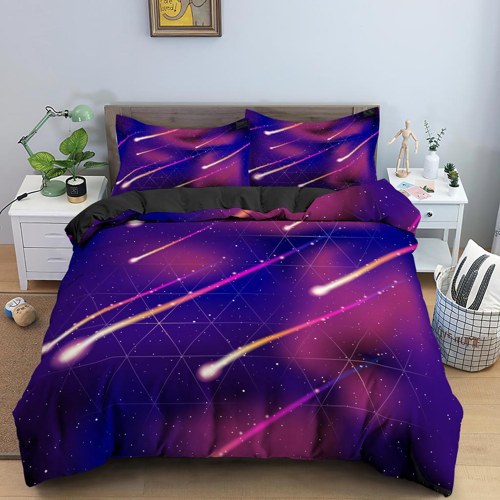 Starry Sky King Queen Duvet Cover Colorful Galaxy Bedding Set Outer Space 2/3pcs Quilt Cover Glitter Polyester Comforter Cover