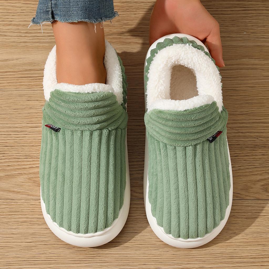 Fashion Shevalues Winter Plush Lining Slippers For Women Men Fashion Platform Slippers Cozy Home Boots Fluffy Warm Outdoor Ankles Shoes
