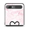 Pink Marble Flower Phone Case For Samsung Galaxy Z Flip3 5g Back Pc Case For Samsung Z Flip Capa Black Shell Hard Fundas