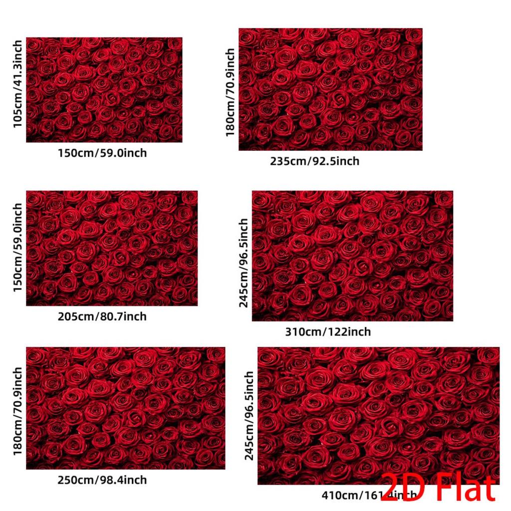 2D Flat Banner, 1 Piece of 2D Flat Red Love Rose Valentine's Day Oversized Background Banner Party Banner Background Party