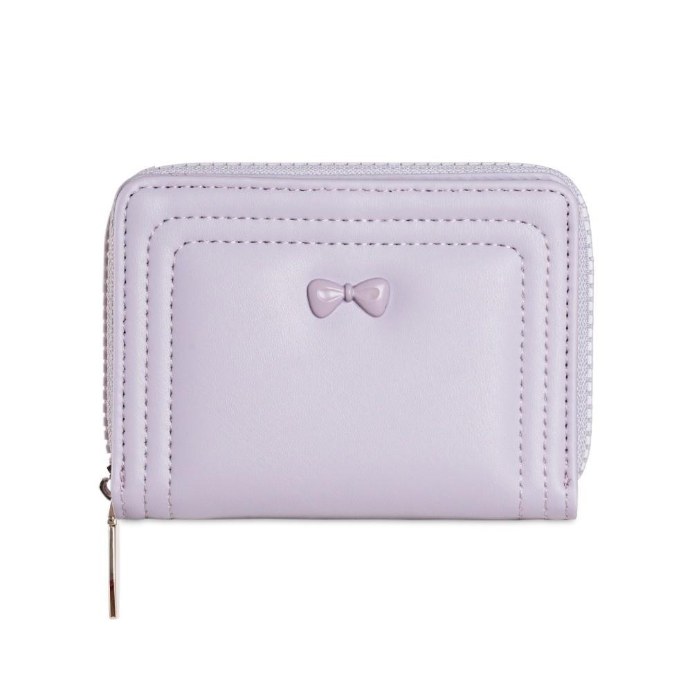 

Portable Cute Bow Women s Wallet Short Zipper Student Card Holder Coin Purse Gifts фіолетовий