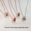Women's Rose Gold Double Ring Titanium Steel Necklace with Inlaid Diamonds - Internet Celebrity Style Clavicle Chain