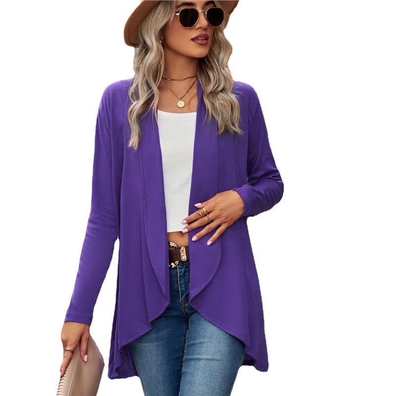 2025 European & American Autumn/Winter Women's Long-Sleeve Solid Color Loose Cardigan