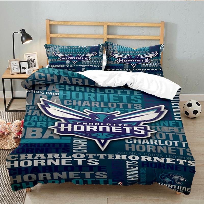 Charlotte-Hornets Logo 3pcs Bedding Set,Including 1pc Duvet Cover And 2pcs Pillowcases Perfect Gift for Christmas,Ideal for Bedroom, Dormitory