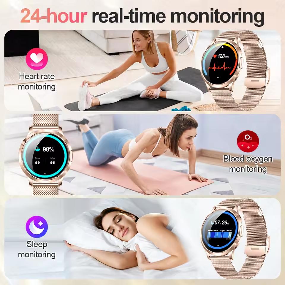 NEW Ultra-thin Body Fashion Smart Watch 1.32"AMOLED HD 3D Screen Women's Health Heart Rate Bluetooth Call Woman Smart Watch