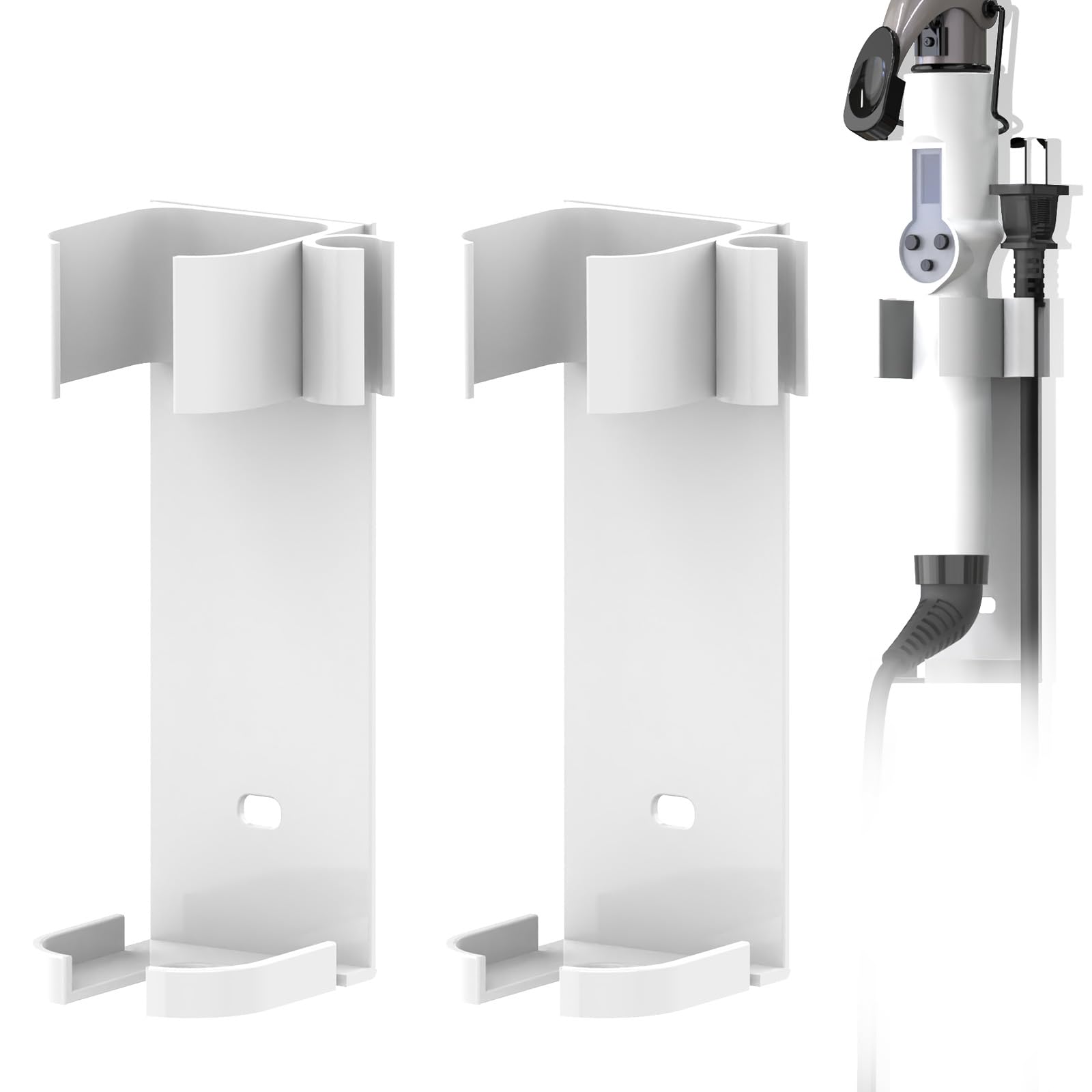 

Linkidea Настенный держатель для плойки, хранение инструментов для укладки волос, парикмахерская подвесная стойка для плоской плойки и расчесок, 2 шт., настенное крепление, белый