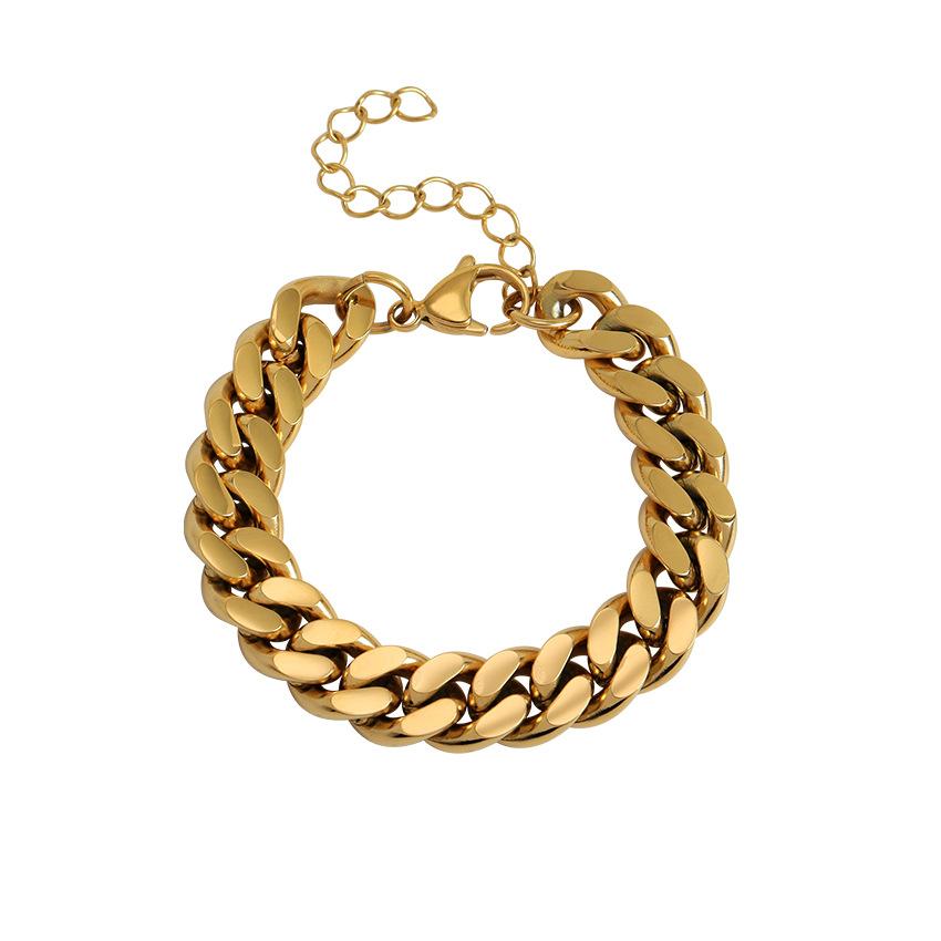 Heavy Industry Premium Sense Hip Hop Titanium Steel Gold Coarse Bracelet