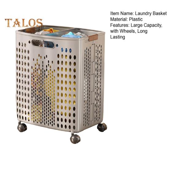 Koš na prádlo s kolečky, velkokapacitní skládací design, úložný koš na kolečka s rukojetí