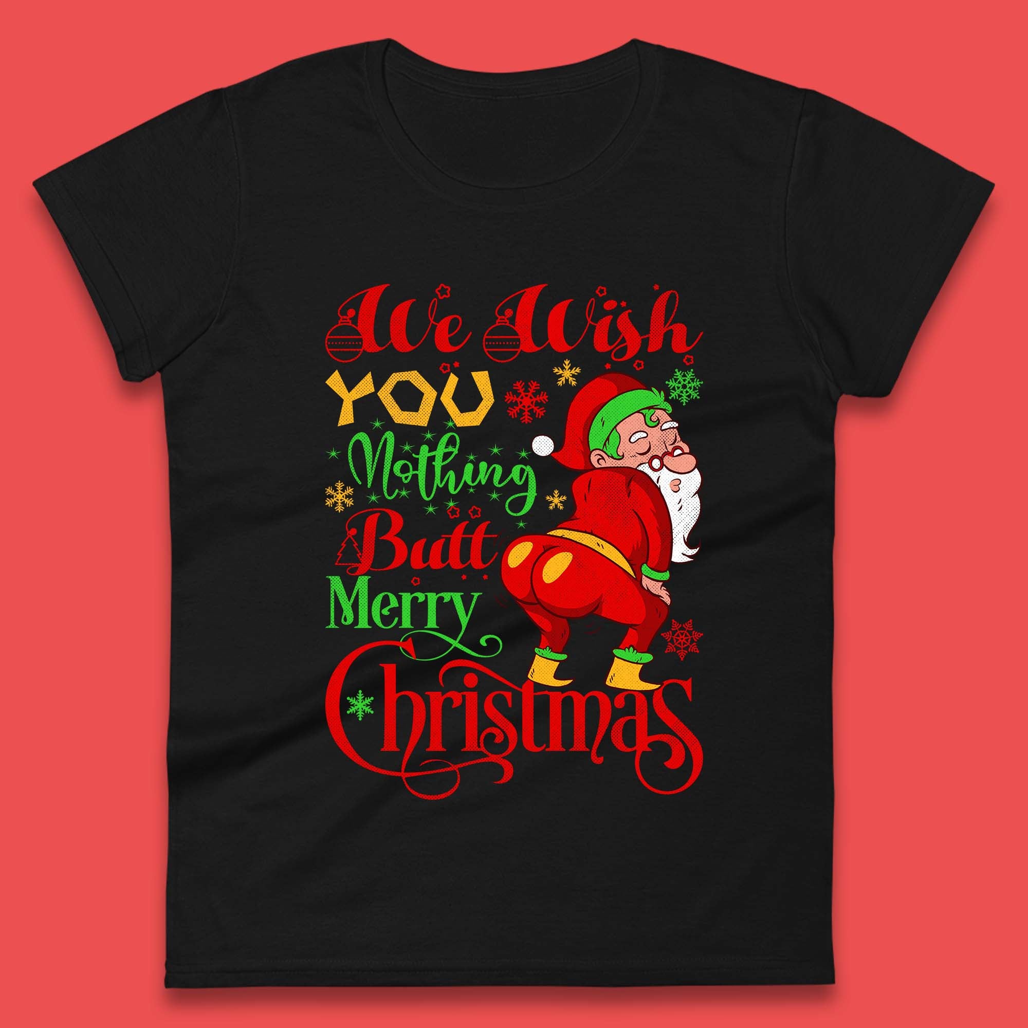 Merry Christmas Naughty Santa Claus Womens T Shirt Mens Tops Tees Unisex S