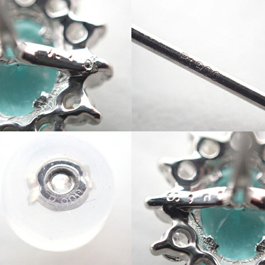 Pt900 Apatite Paraiba Color/Diamond Earrings/j23-4