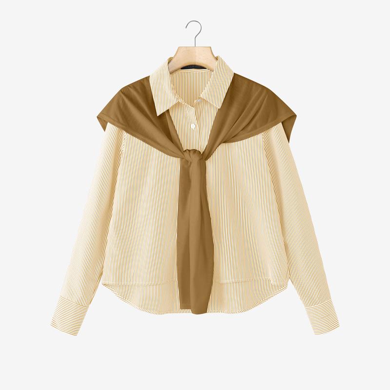 

ZANZEA Женская повседневная блузка в полоску с отложным воротником и длинными рукавами 5XL хаки