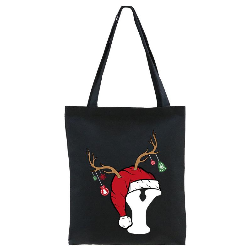 Christmas 26 English Letter Printing Tote Bag Shoulder Bag Women's New Large Capacity Go Out Portable