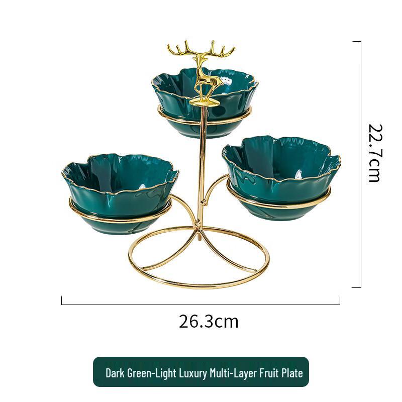 Ginkgo Leaf Divided Ceramic Snack & Fruit Plate