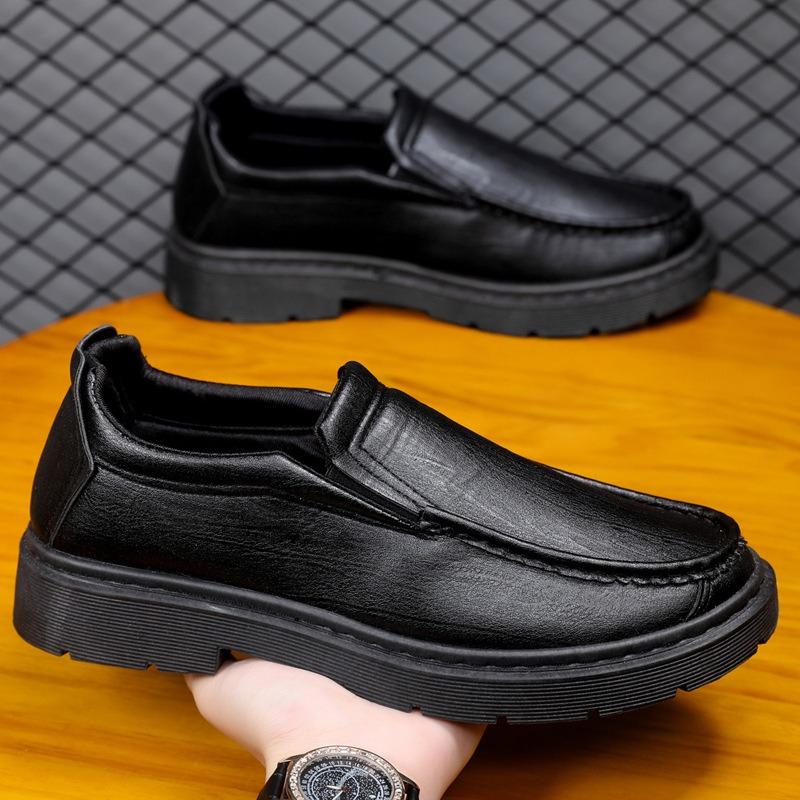 Casual Leather Shoes Spring and Autumn New Thick-soled Soft-soled Soft-faced Foot Cover Comfortable and Versatile Men's Leather Shoes Shoes
