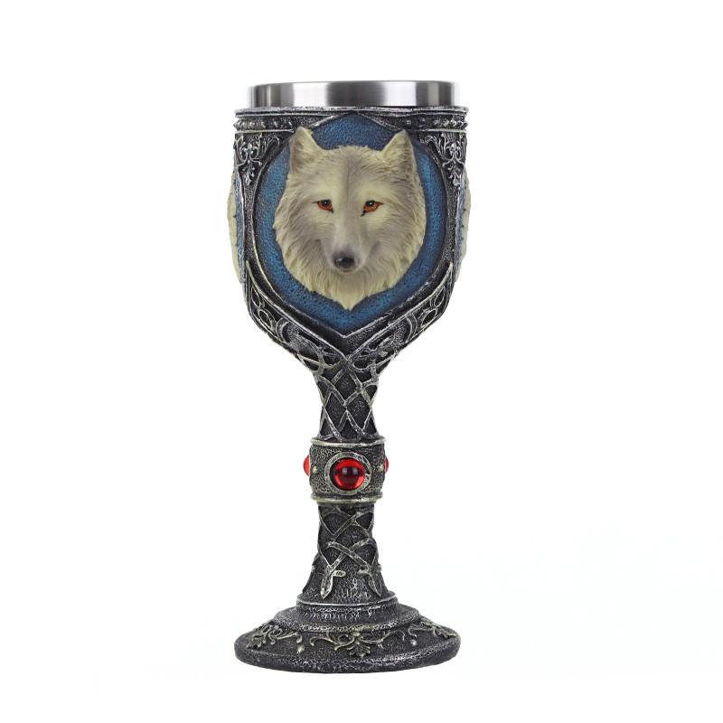 Classic 150ml 18/8 Stainless Steel Coffee&Tea Cup 3D Modeling Goblet Beer Mug 450ml Resin Carving Wolf Totem Red Wine Cups