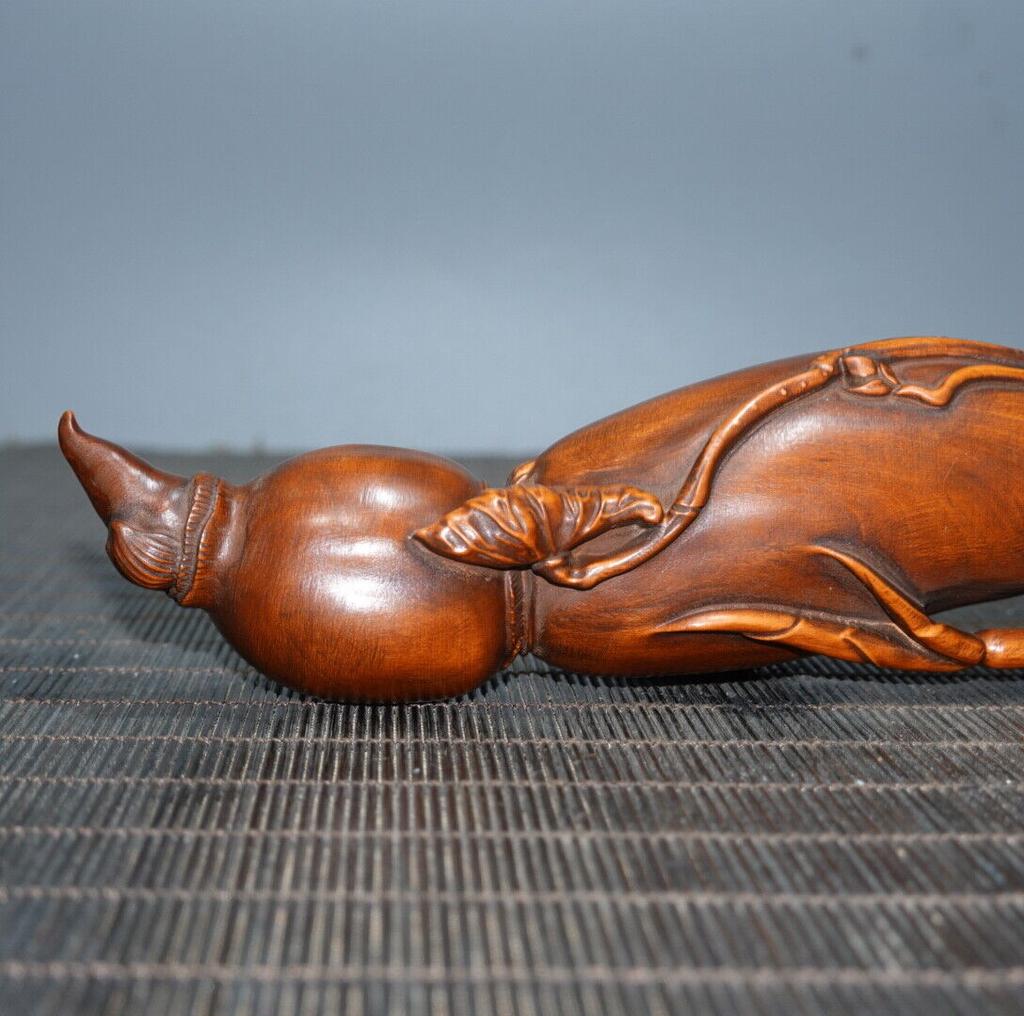 Chinese Vintage Boxwood Carved Exquisite Statue Pen Rack Wooden Figurines Art