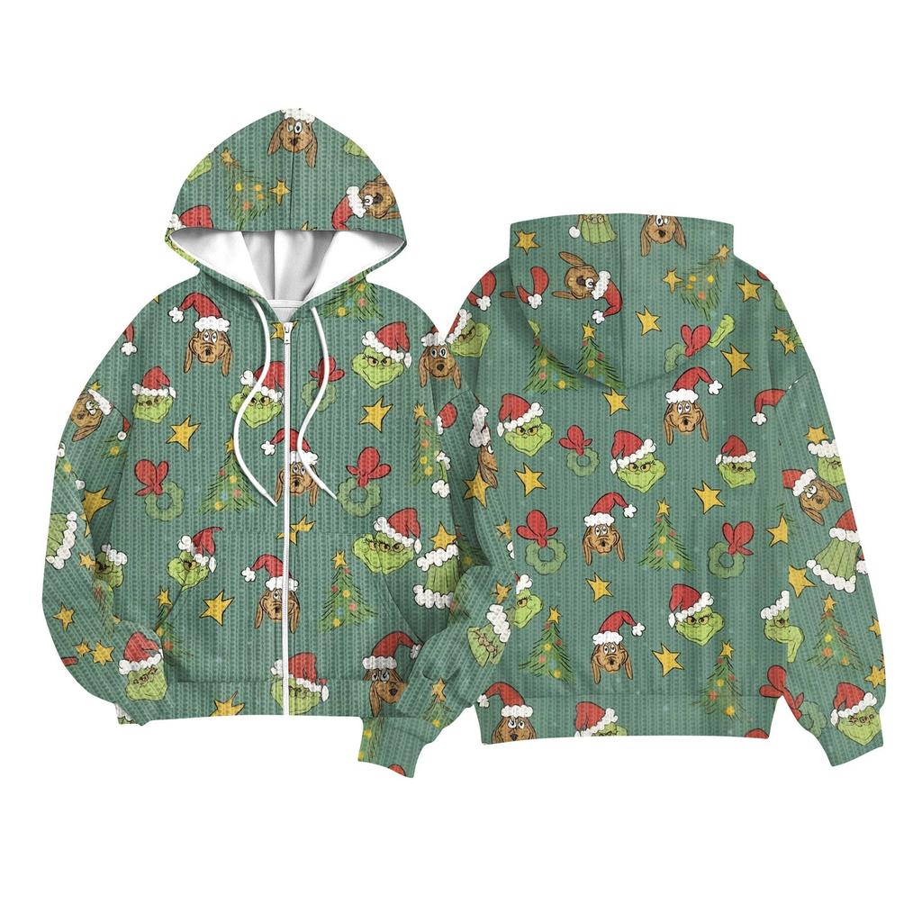 Children Girls And Boys Fashion Jacket Casual Printed Long-sleeved Hooded Cardigan Sweatshirts