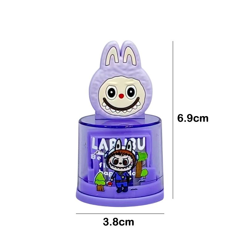 1Pcs Cartoon Portable Cute Pencil Sharpener Labubu Kawaii Double Hole Pencil Sharpener Office Supplies Student Stationery Gifts