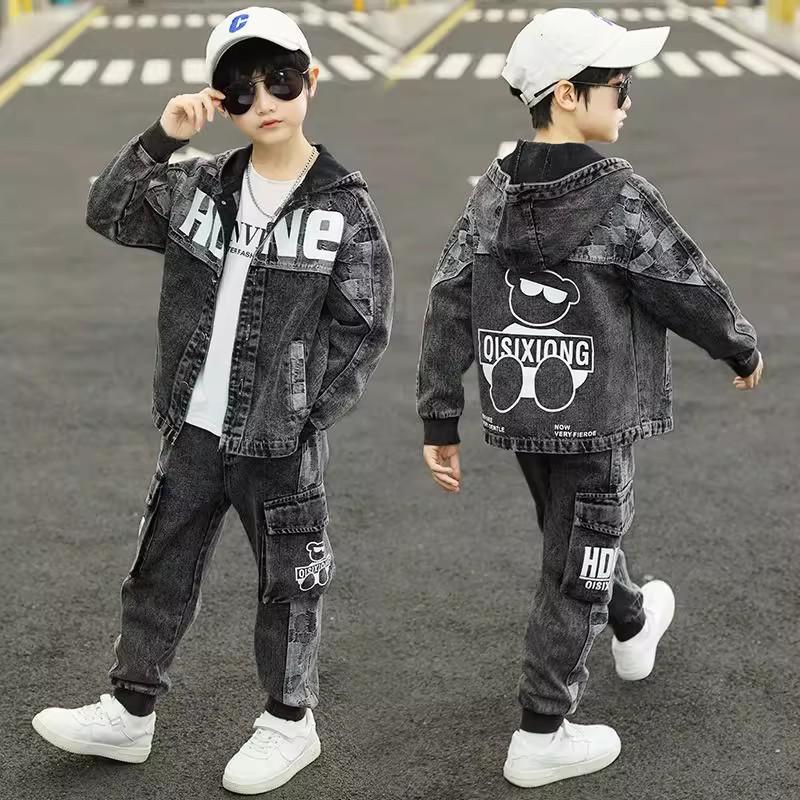 Boys' Trendy Korean-Style Denim Set for Fall 2026 - Stylish Autumn Wear for Kids