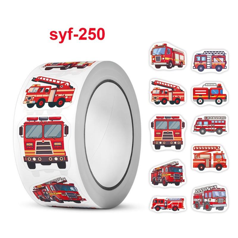 

500 Fire trucks and firefighter sticker rolls 500pcs разноцветный