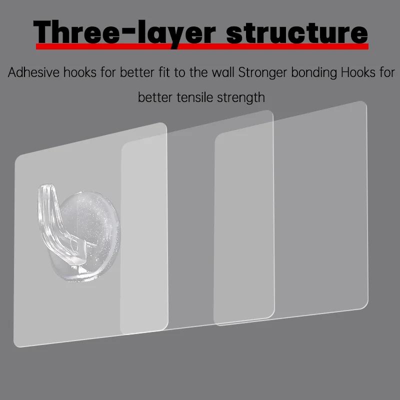 5-100pcs Self-Adhesive Small Wall Hooks Transparent Wall Hooks for Kitchen and Bath Heavy Duty Waterproof Reusable Stickers