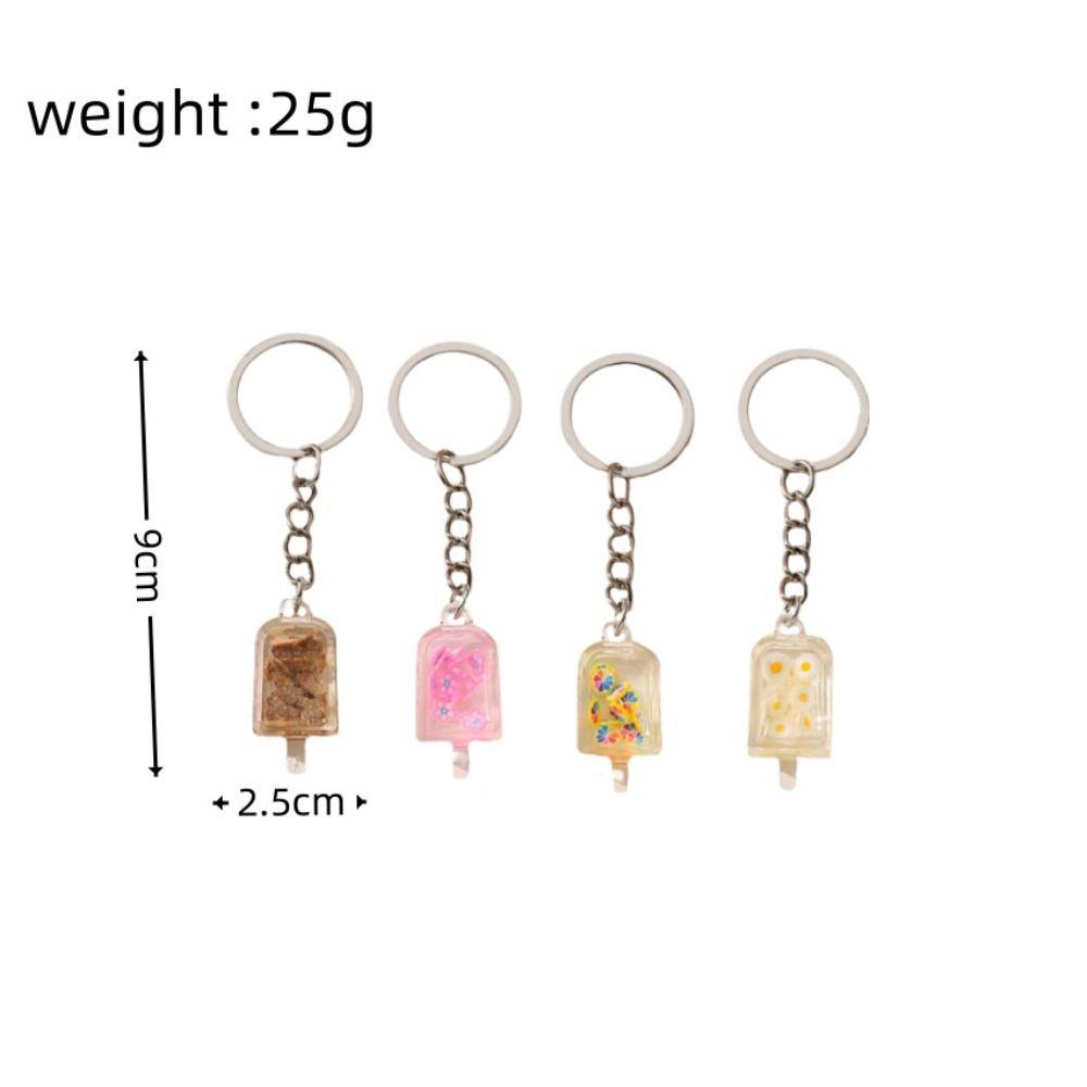 Glow Cup Fruit Ice Cream Keychain Acrylic Pendant Flower Slice Keyring Jewelry Gifts   Car Keychain