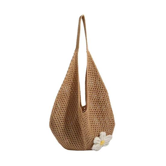 

Woven Beach Bag Hollow-Weave Crochet Shoulder Bag Lightweight Boho Tote for Women Summer Holiday Beach Vacation Daily Use хакі