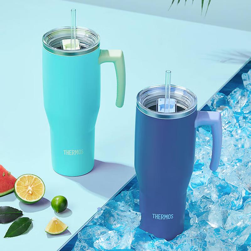 Thermos 1.1L Stainless Steel Double-Drink Straw Tumbler