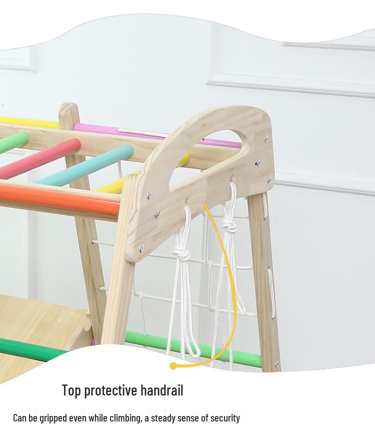 Indoor Wooden Climbing Frame & Slide Combo for Kids' Playroom