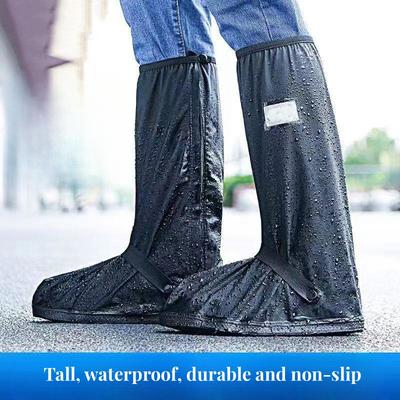 Rain Boot Shoe Cover Black Waterproof with Reflector High Top Clear Shoes Dust Covers for Motorcycle Bike Rain Cover Men Women