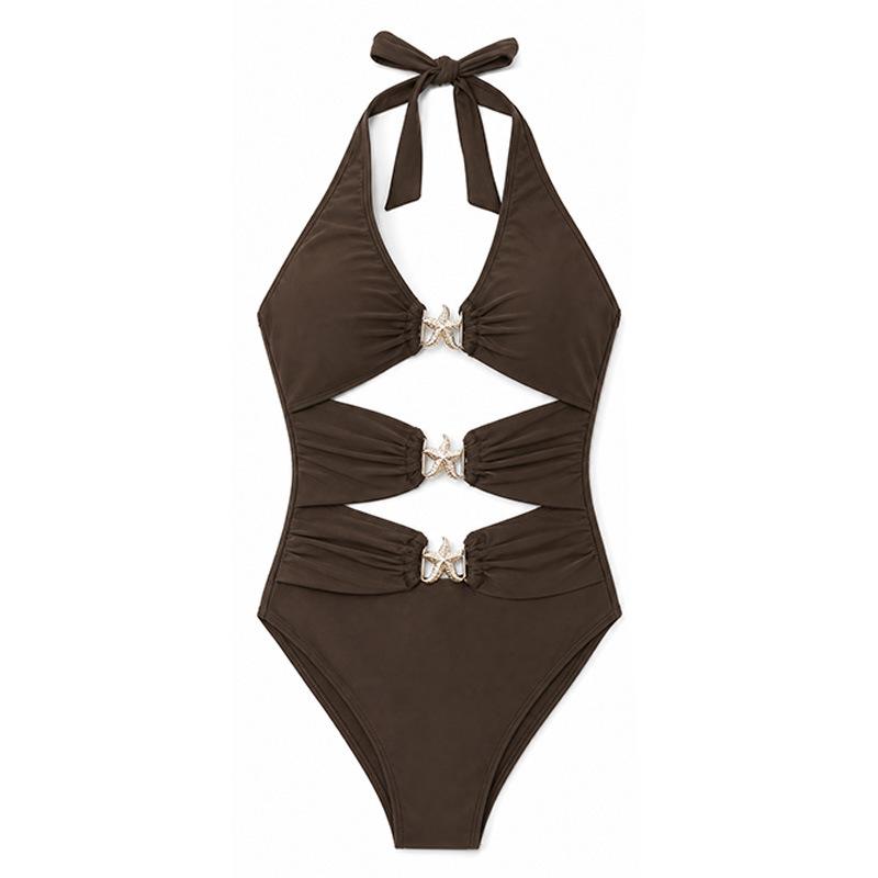 1011 European and American One-piece Swimsuit Racing Women's Professional Swimming Women's Sexy Swimsuit Neck Strap