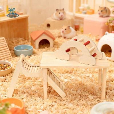 Decorative Wooden Hamster Ladder Wood Animals Cage Ladder Hamster Climbing Ladder Wave Shape Hamster Suspension Bridge