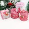5 Yards/roll Pink Christmas Wire Edge Cuk Strap Gift Christmas Box Decoration Ribbon Packaging Can Be Tied In Butterfly Shape for Holiday Decoration