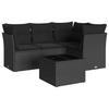 Vidaxl 5-Cz. Garden Lounge Set, Cushions, Black PE Rattan