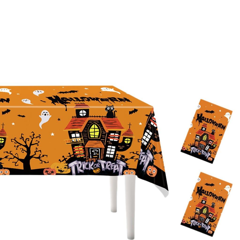 Halloween Festive Table Cover With Ghost And Castle Print For Holiday Parties
