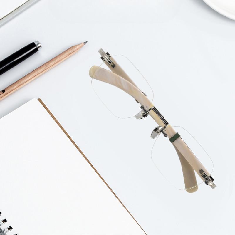 Fashionable Frameless Reading Glasses for Men High Definition Anti Blue Light Square Men Women Presbyopic Eyewear