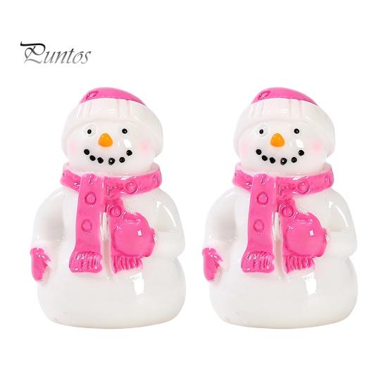 Healing Desktop Figurines 2Pcs Christmas Mini Snowman Figurines, Winter Tiny Resin Decoration, Xmas Micro Holiday Gift Box Fillers Landscape Ornament