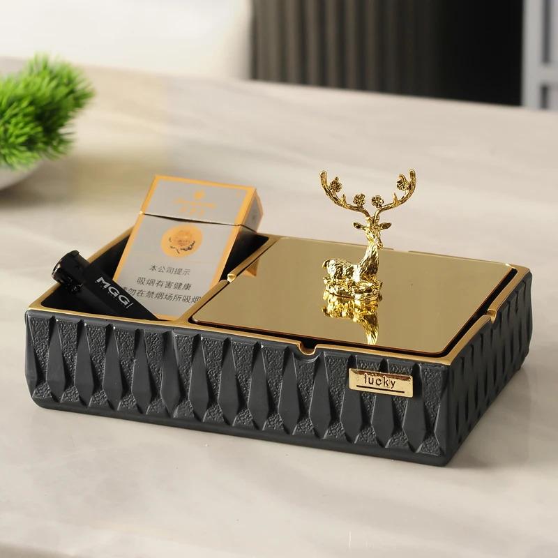 Household simple living room light luxury creative office fly ash ashtray tissue box desktop decoration storage accessories