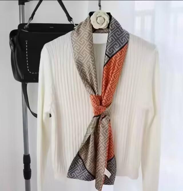 1 Pcs 150x14cm Korean Style Silk Scarf Spring Autumn Small Narrow Long Hair Tie Square Scarf Suit Shirt