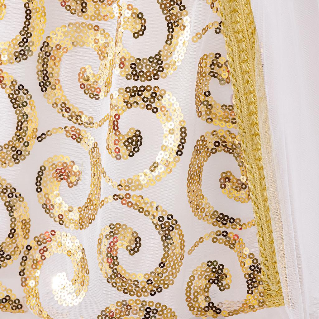 Muslim Dress Print Princess Dress White Spliced Dress