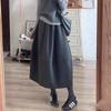 Korean Woolen Deep Gray Women's Skirt - 2025 Autumn/Winter Lazy Hip-Covering Style