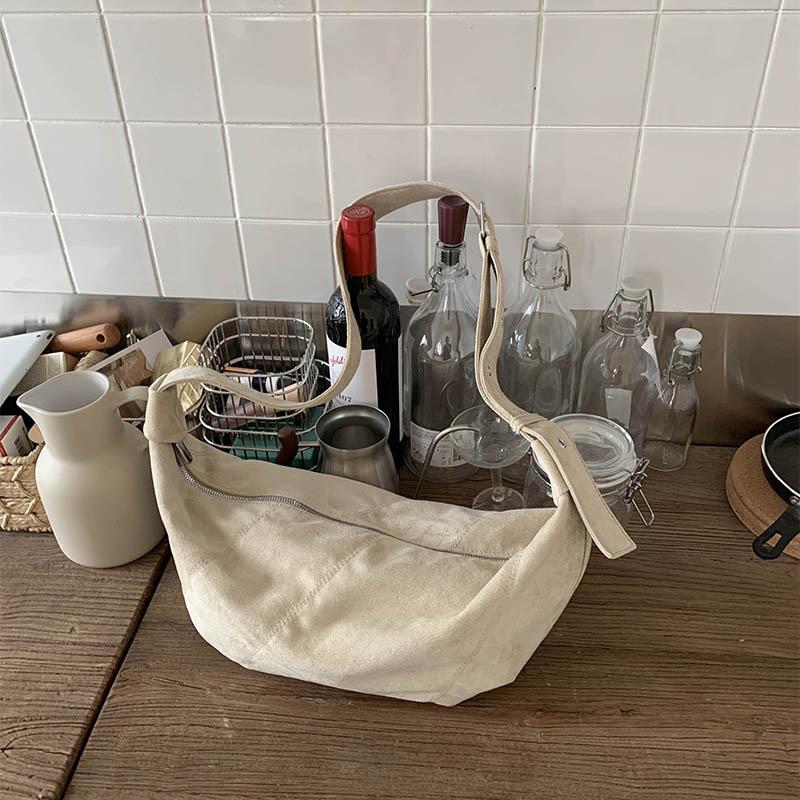 Niche Lazy Suede Dumpling Bag Korean Fashion Simple Casual Versatile Messenger Bag Croissant Bag