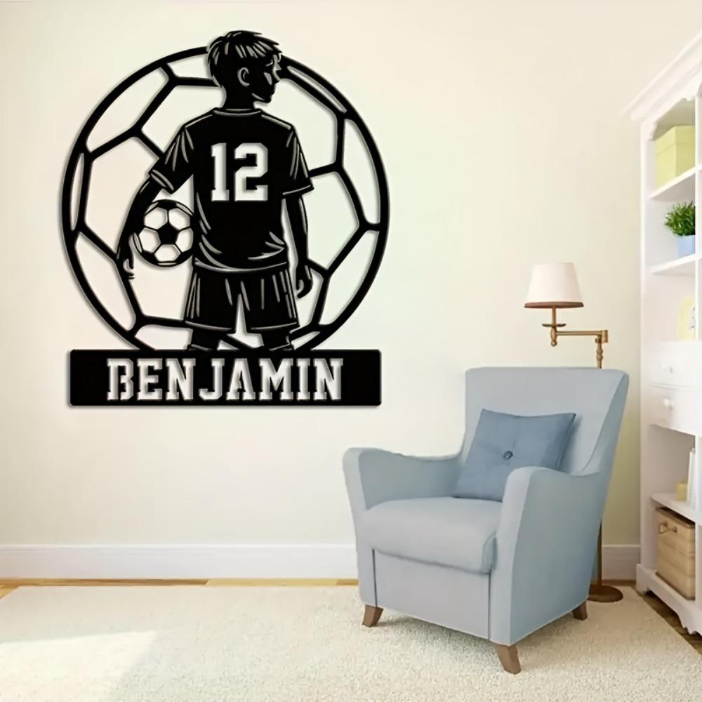 Cartello Nome Calciatore in Metallo Personalizzato Decorazione Personalizzata per Porta e Parete Regalo per la Stanza dei Ragazzi