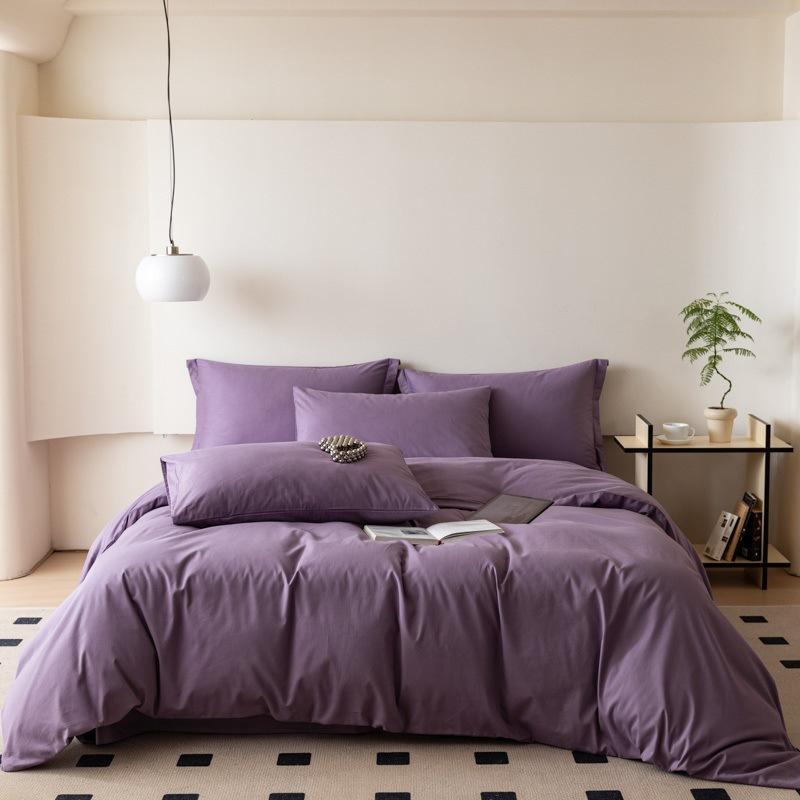 100 Pcs~ Nordic Pure Cotton Polished Four-Piece Set, Thickened Warm Cotton Bed Sheet, Quilt Cover, Mattress, Bedding