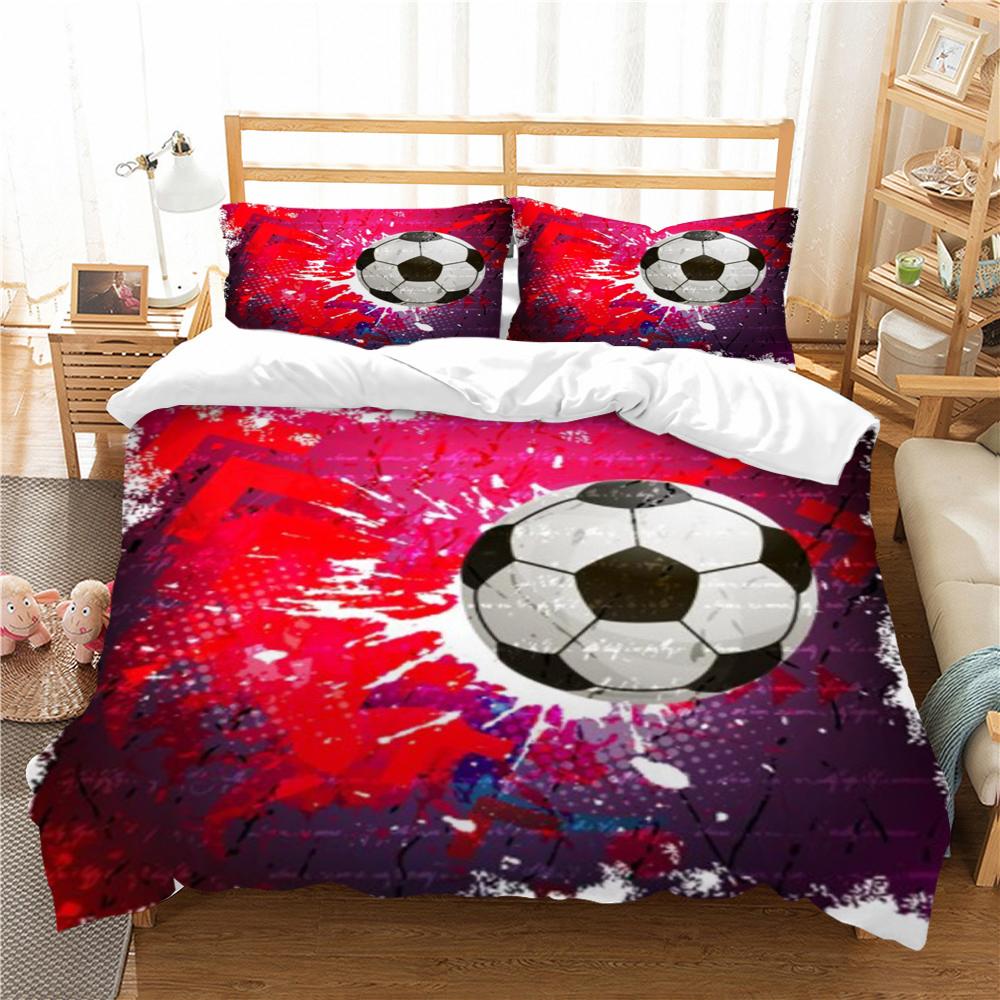 Bettwäsche-Set für Zuhause, Fußball-Druck, gewaschenes Bettbezug-Set, weich, für junge Leute, atmungsaktives Bettwäsche-Set, bequem, weich, Polyester