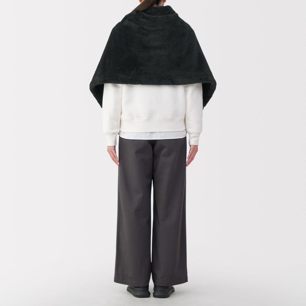 MUJI Cape Chaude en Polyester Recyclé Boa, Adulte Mixte, DDD11A5A, Noir, 45 x 160cm