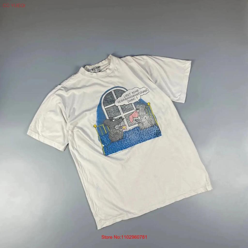 Vintage 90s Mouse Uli Stein Koch Cartoon Edition T Shirt Unisex Sz L Funny White Vintage Top For Everyday Wear Unisex