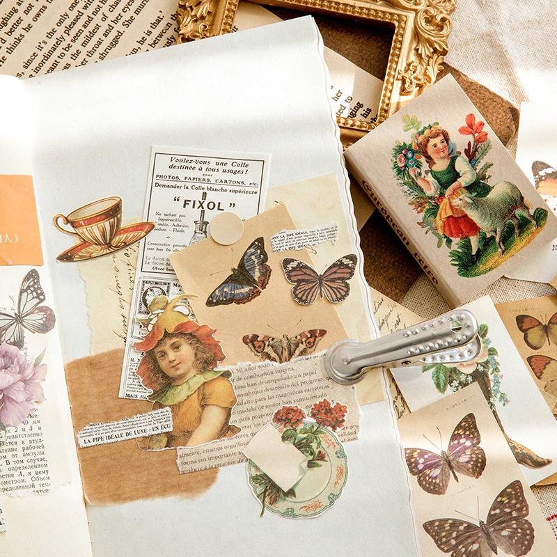 80pcs Scrapbooking Material Paper Butterfly Plant Fairy Tale Story Labels Decorative Collage Diary Album Craft Supplies