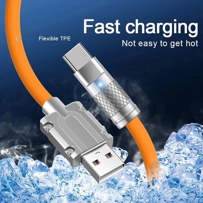 111W 6A Super Fast Charge Type-C Liquid Silicone Cable Quick Charge USB C Lines For Xiaomi Huawei Samsung USB C Phone Data Wire