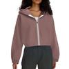 Women's Fashion Solid-Color Hooded Jacket Short-Length Zipper Sweatshirt Outerwear